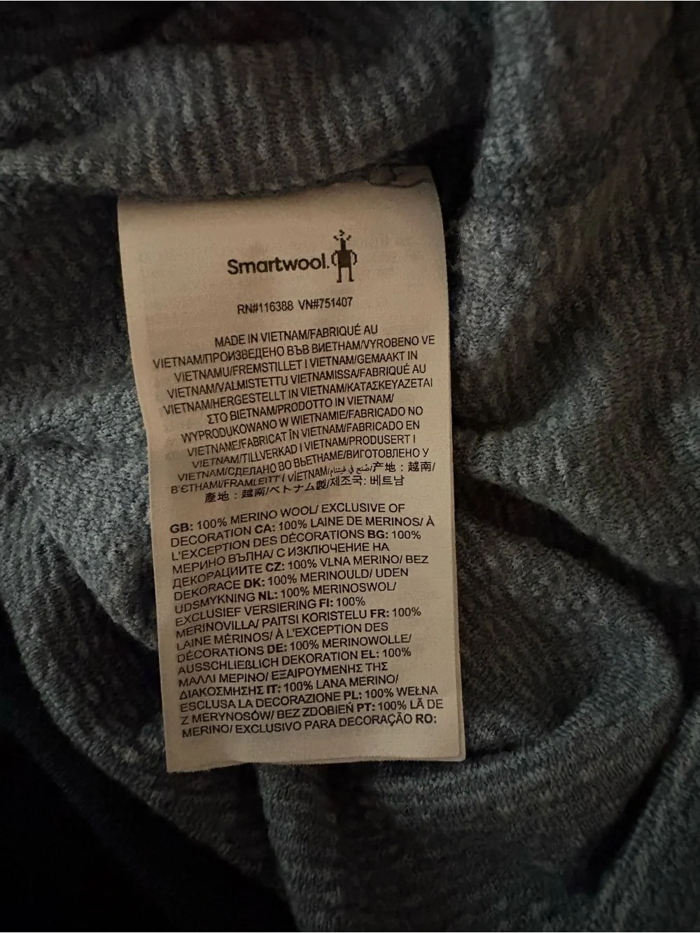 Smartwool 100% Merino Wool Ribbed Long Sleeve Turtleneck Light Blue